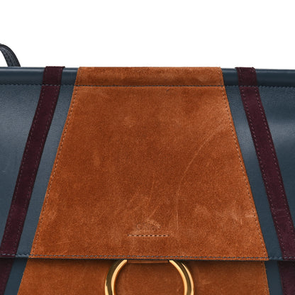 Chloe Calfskin Suede Patchwork Medium Faye Shoulder Bag Blue 7 of 7