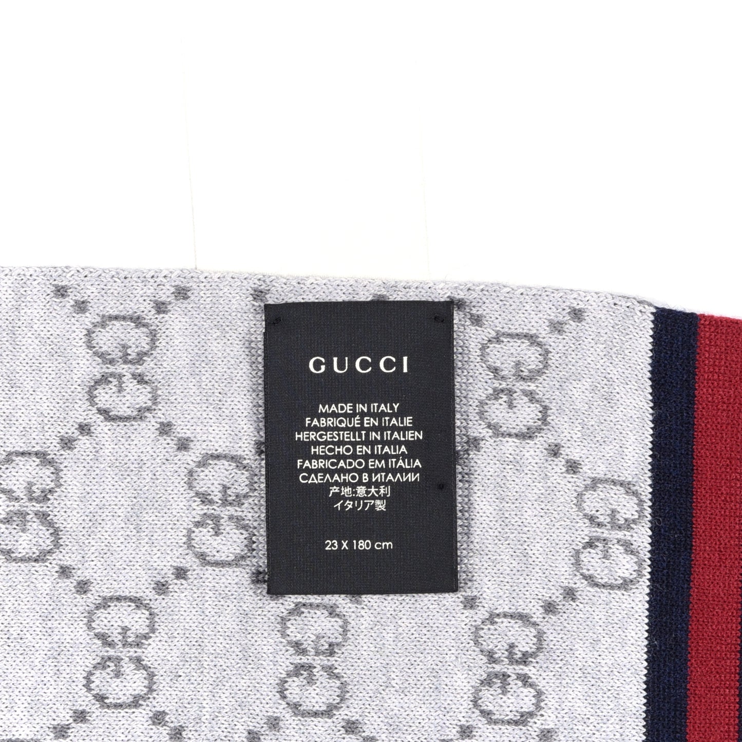 Wool Tricot GG Monogram Web Solange Scarf Coffee Ivory
