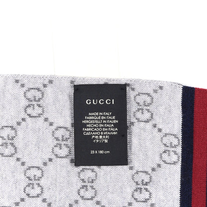 Gucci Wool Tricot GG Monogram Web Solange Scarf Coffee Ivory 4 of 4