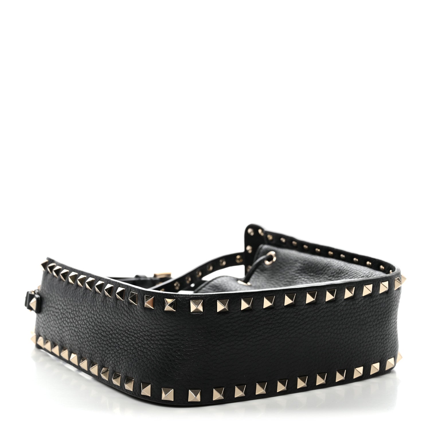 Valentino Garavani Grained Calfskin Rockstud Bucket Bag Black 4 of 10