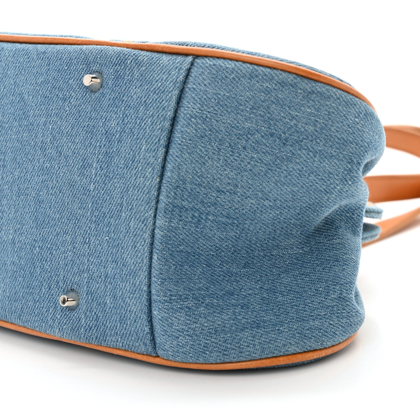 Denim Embroidered Satchel Blue