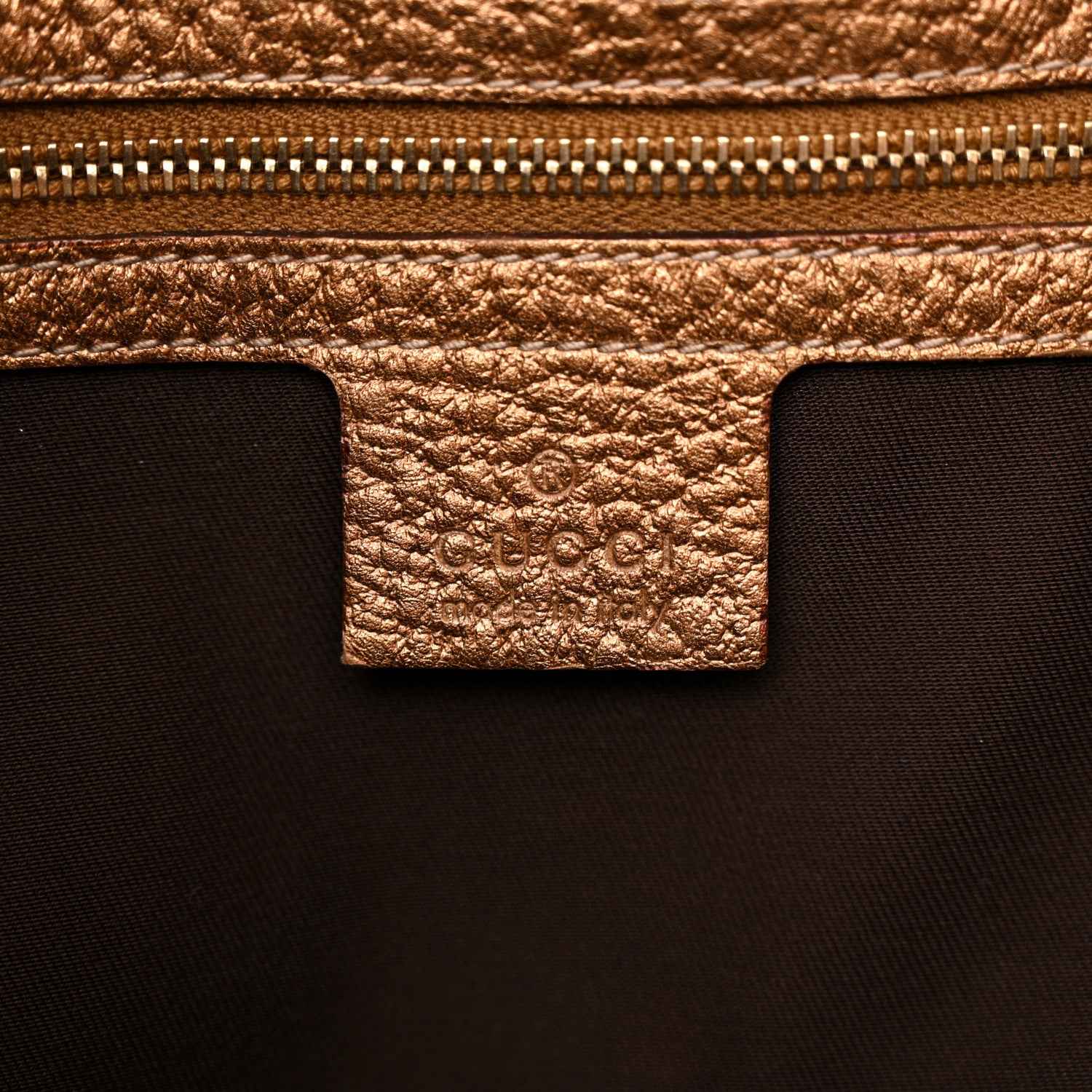 Gucci Metallic Calfskin Medium Hasler Tote Bronze 6 of 19