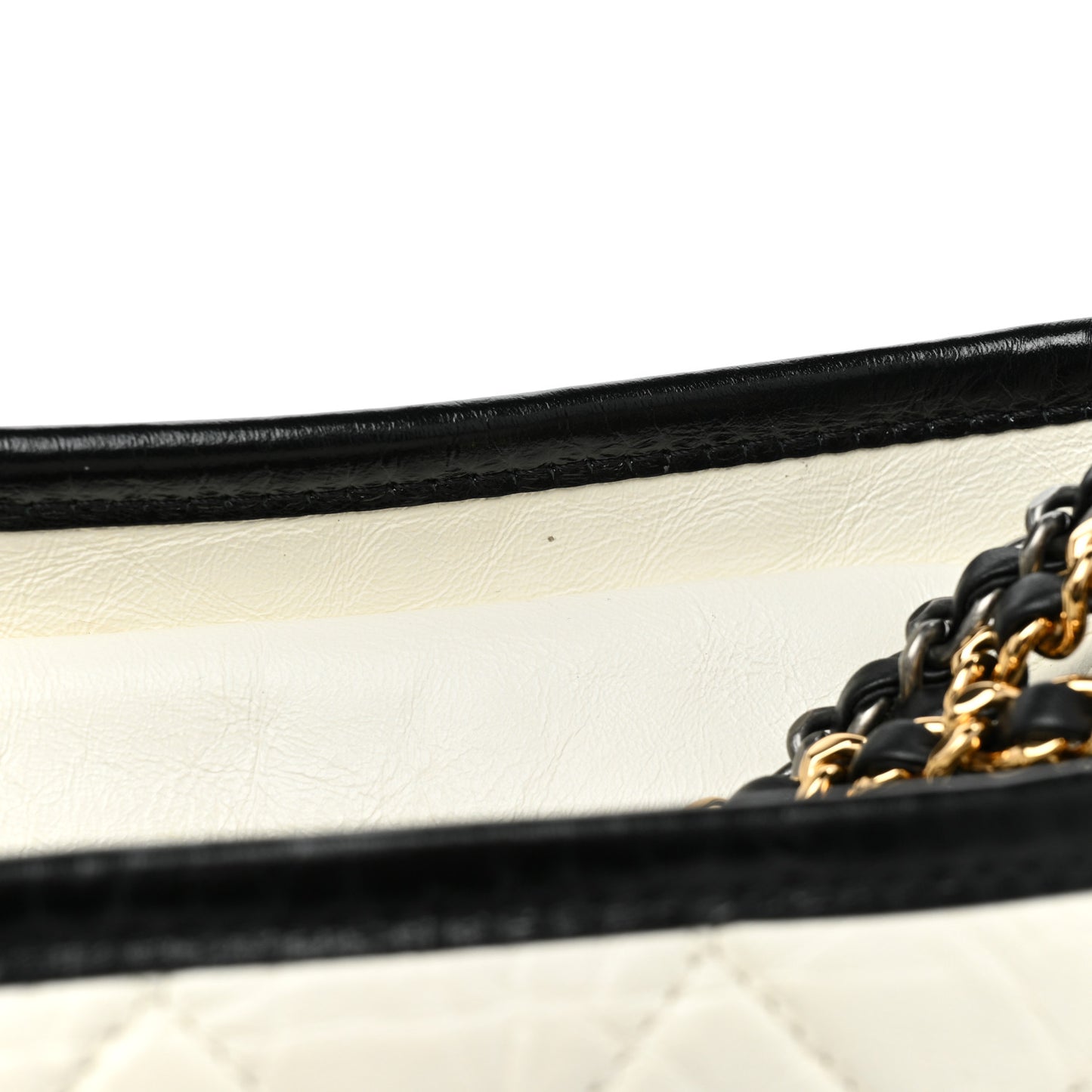 Aged Calfskin Quilted Small Gabrielle Hobo Black White