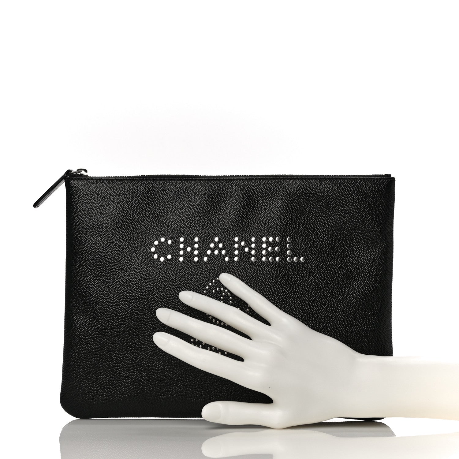 Chanel Caviar Studded Medium Deauville Pouch Black 2 of 10