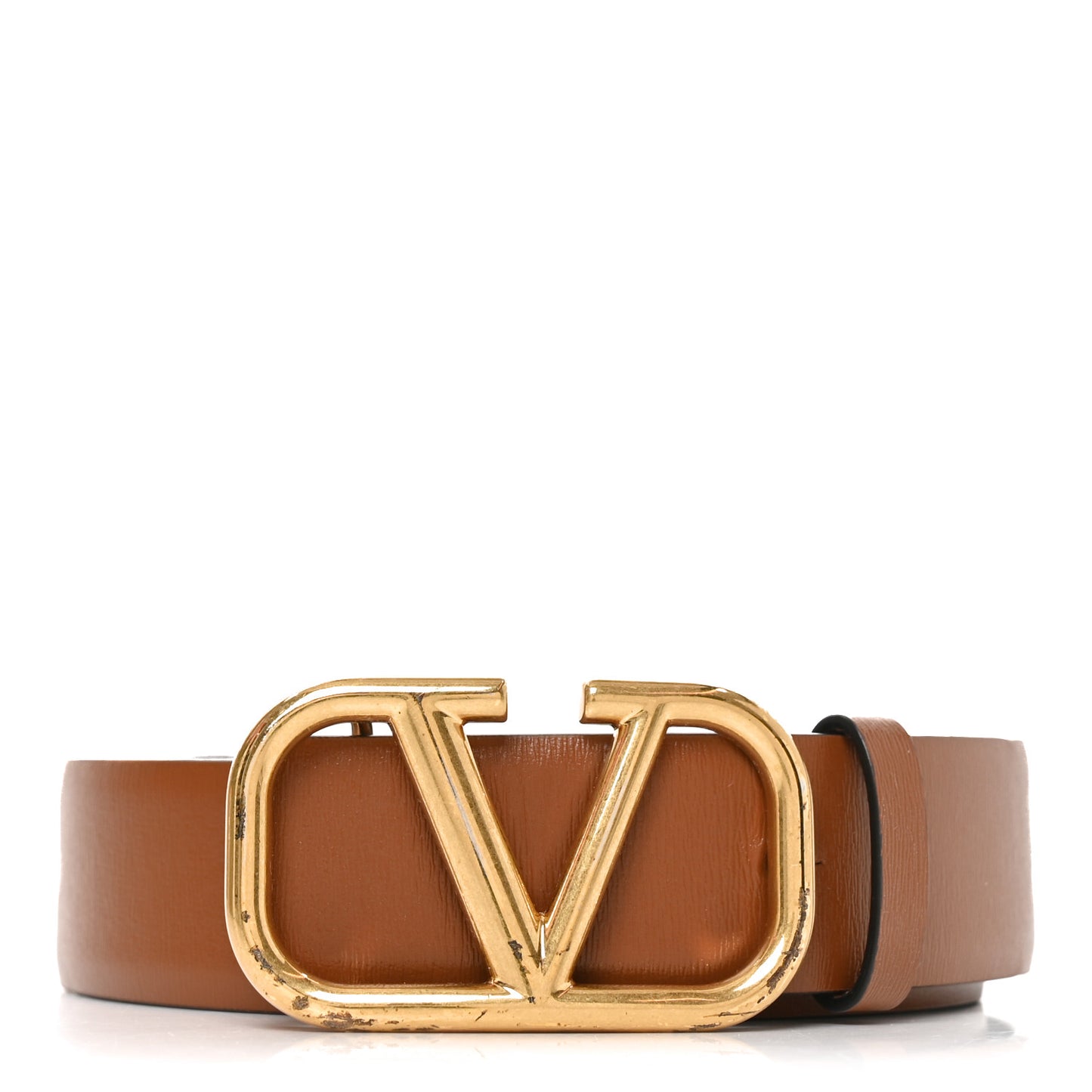 Glossy Calfskin VLogo Reversible 30mm Belt 85 34 Saddle Brown Black