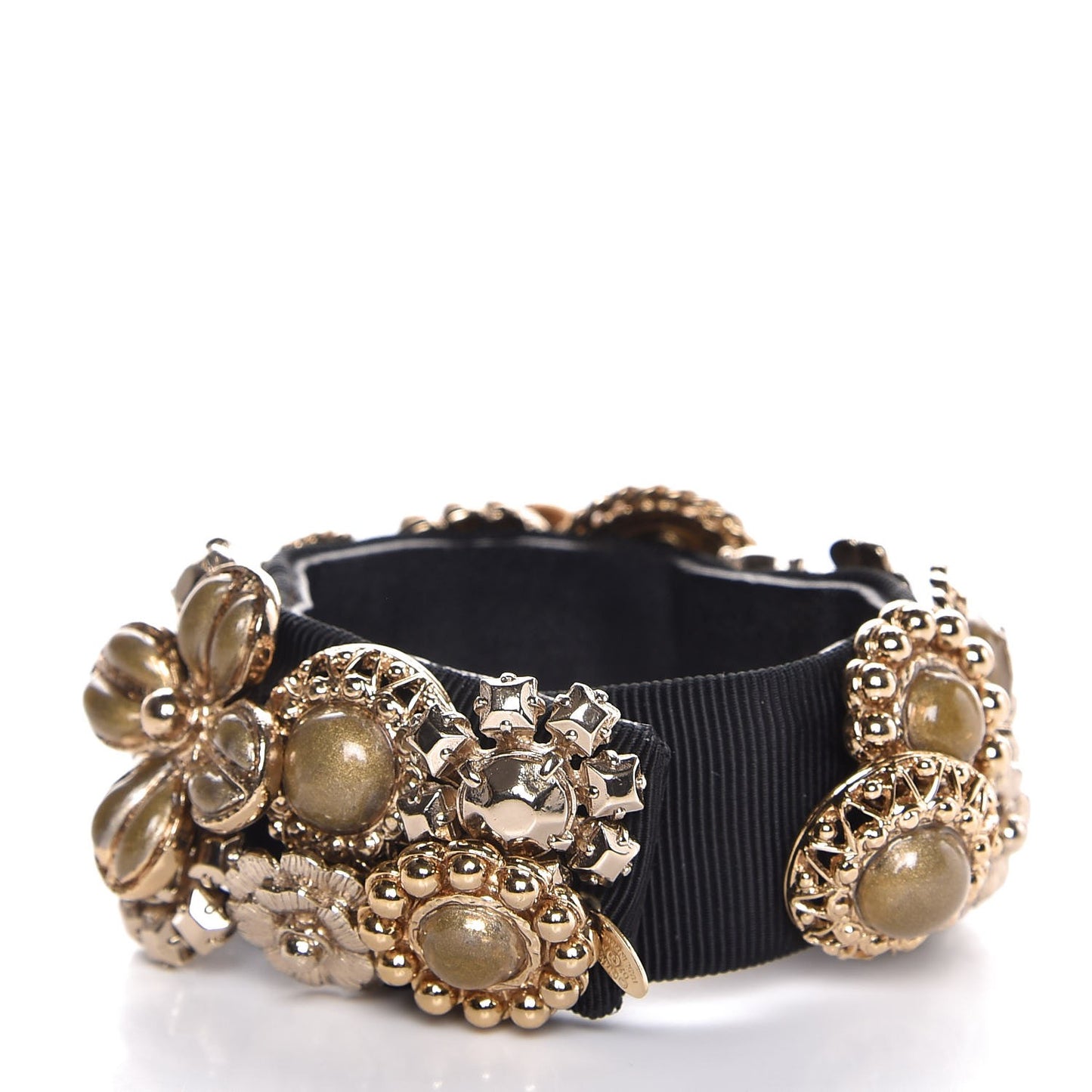 Gripoix Poured Glass Camellia Bracelet Gold