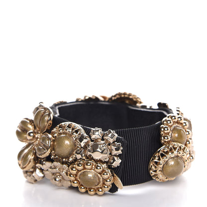 Chanel Gripoix Poured Glass Camellia Bracelet Gold 3 of 8