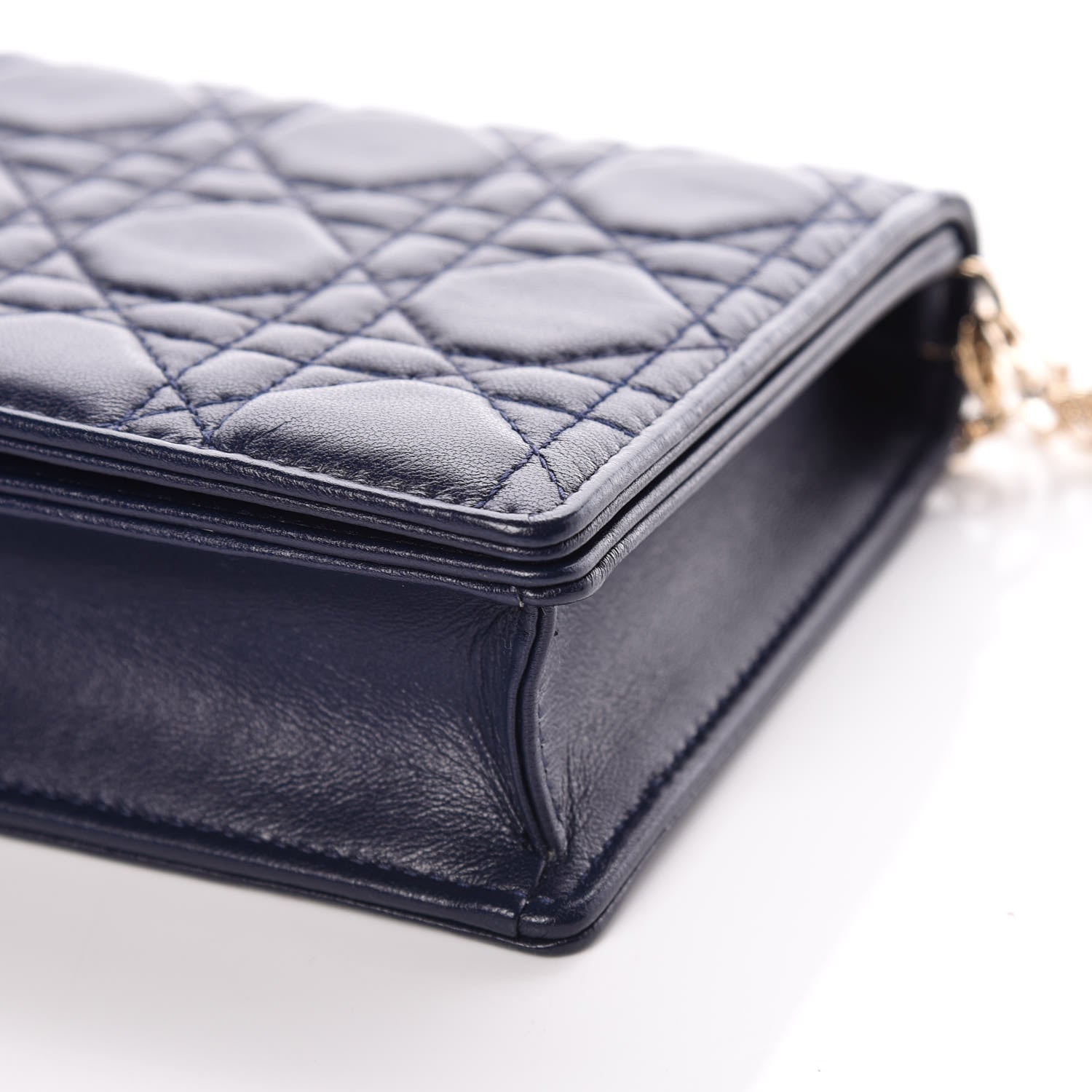 Christian Dior Lambskin Cannage Lady Dior Clutch Navy Blue 9 of 9