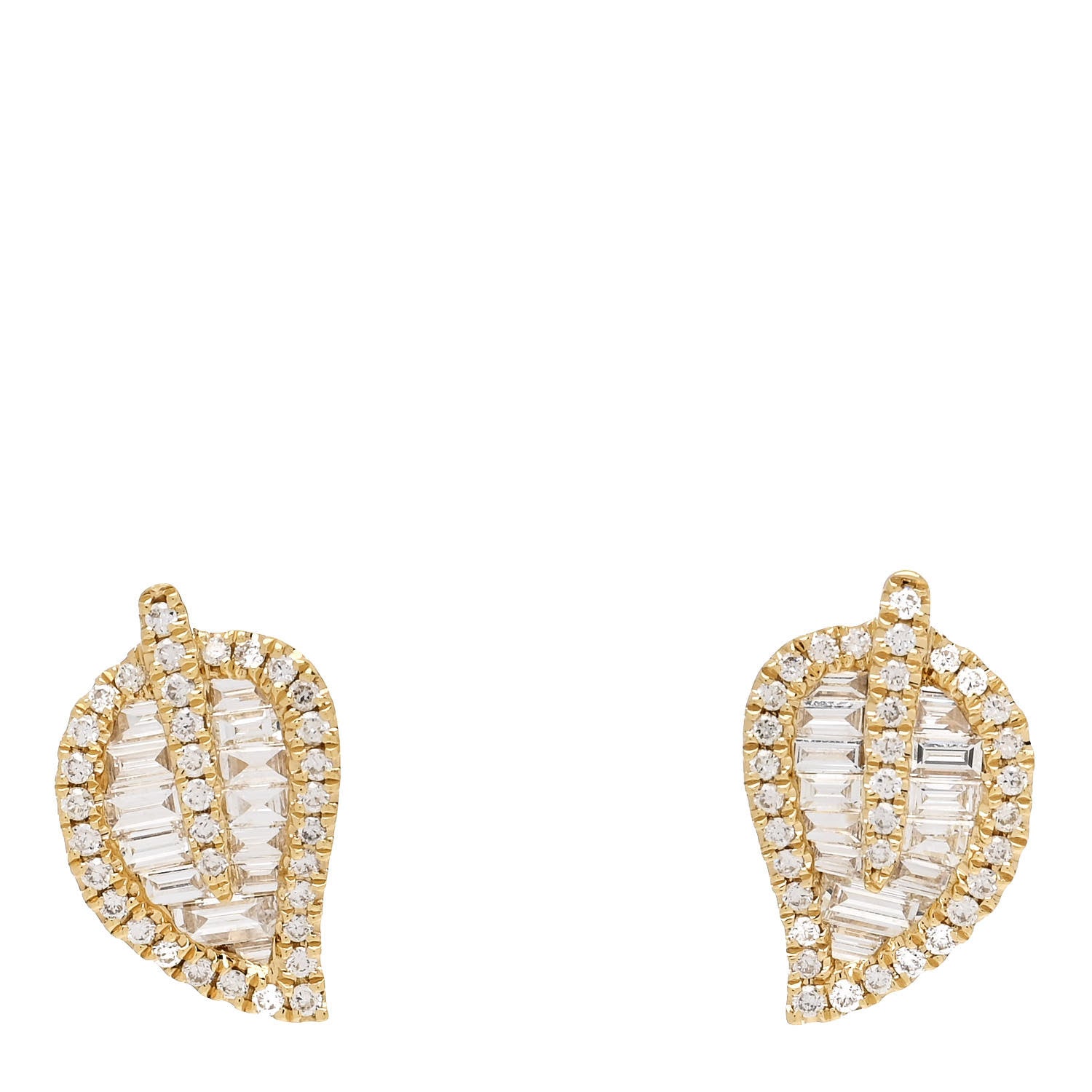 Anita Ko 18K Yellow Gold Diamond Small Palm Leaf Stud Earrings 1 of 4