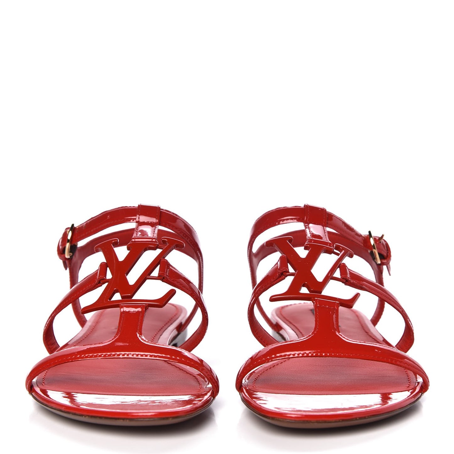 Patent Paradiso Flat Sandals 37 Rouge