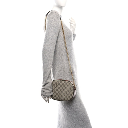 Gucci GG Supreme Monogram Cuoio Toscano Mini Chain Shoulder Bag Beige Ebony Cuir 2 of 10