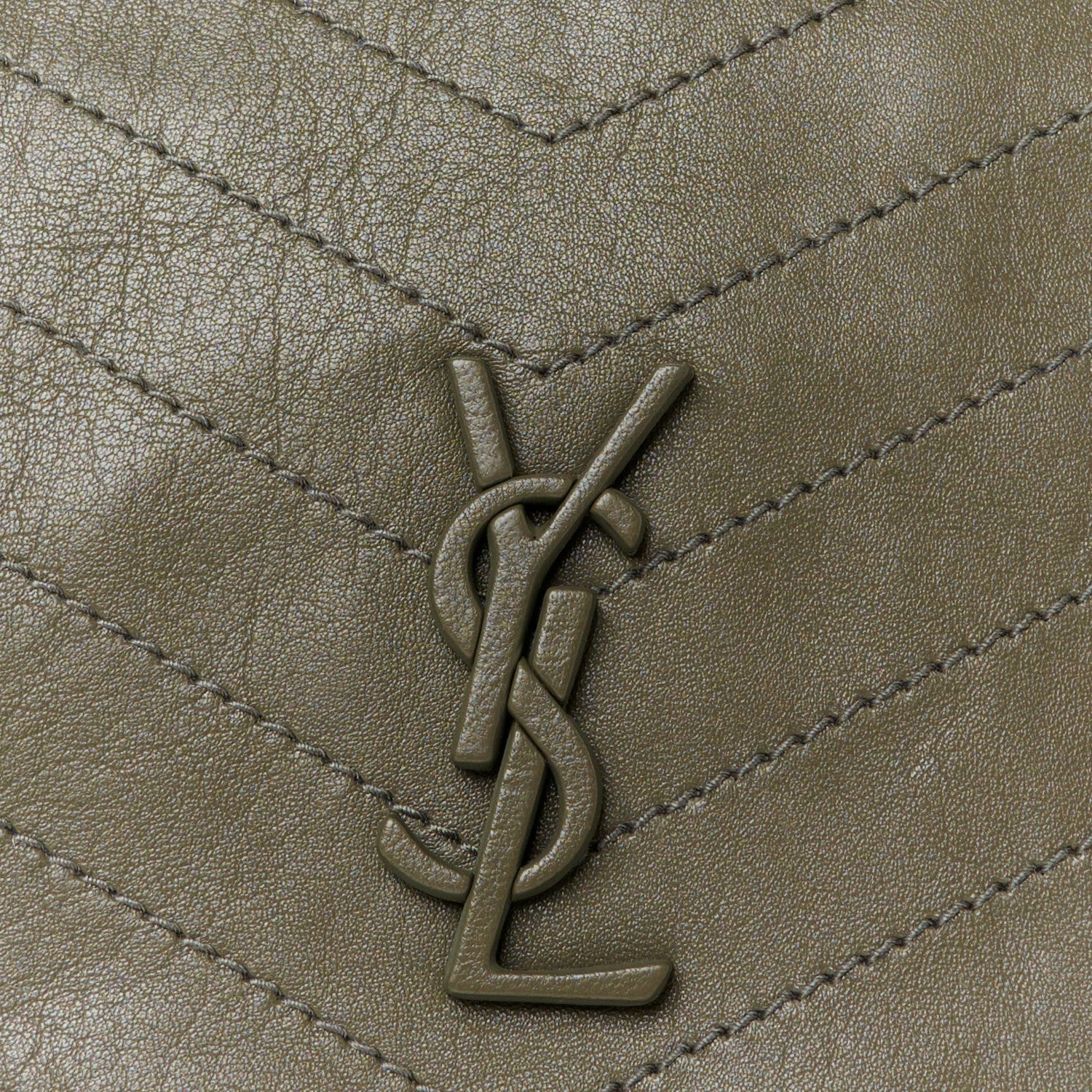 Saint Laurent Vintage Lambskin Chevron Monogram Medium Nolita Military Olive 8 of 10