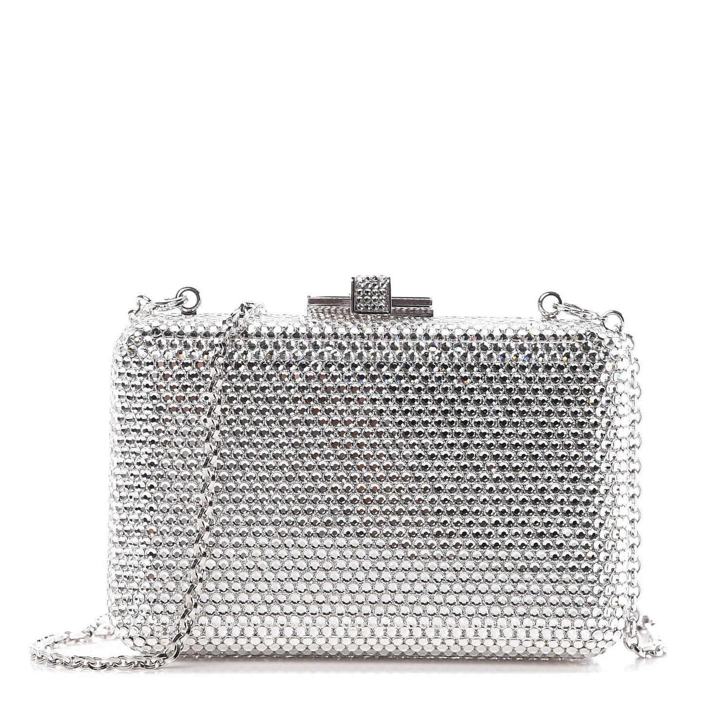 Crystal Minaudiere Clutch Silver