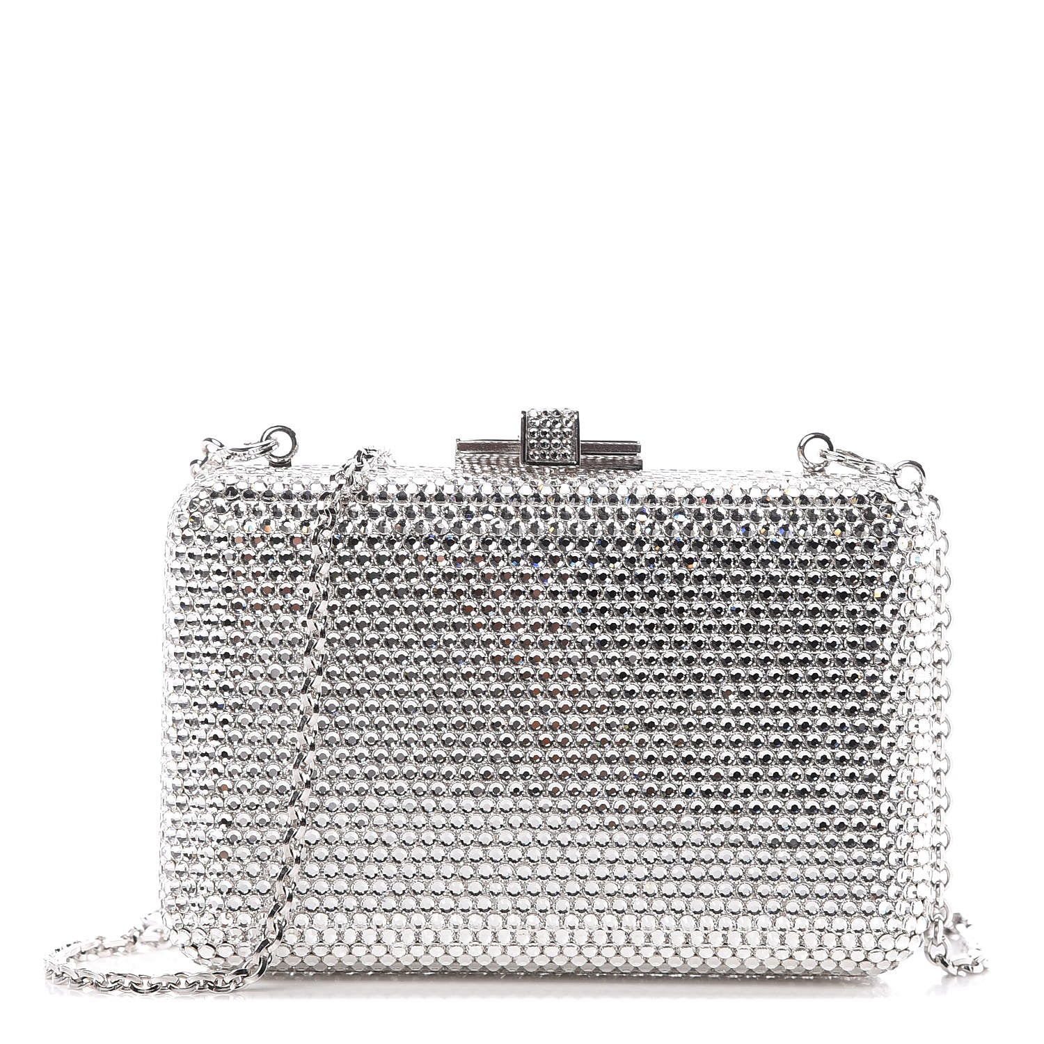 Judith Leiber Crystal Minaudiere Clutch Silver 1 of 9
