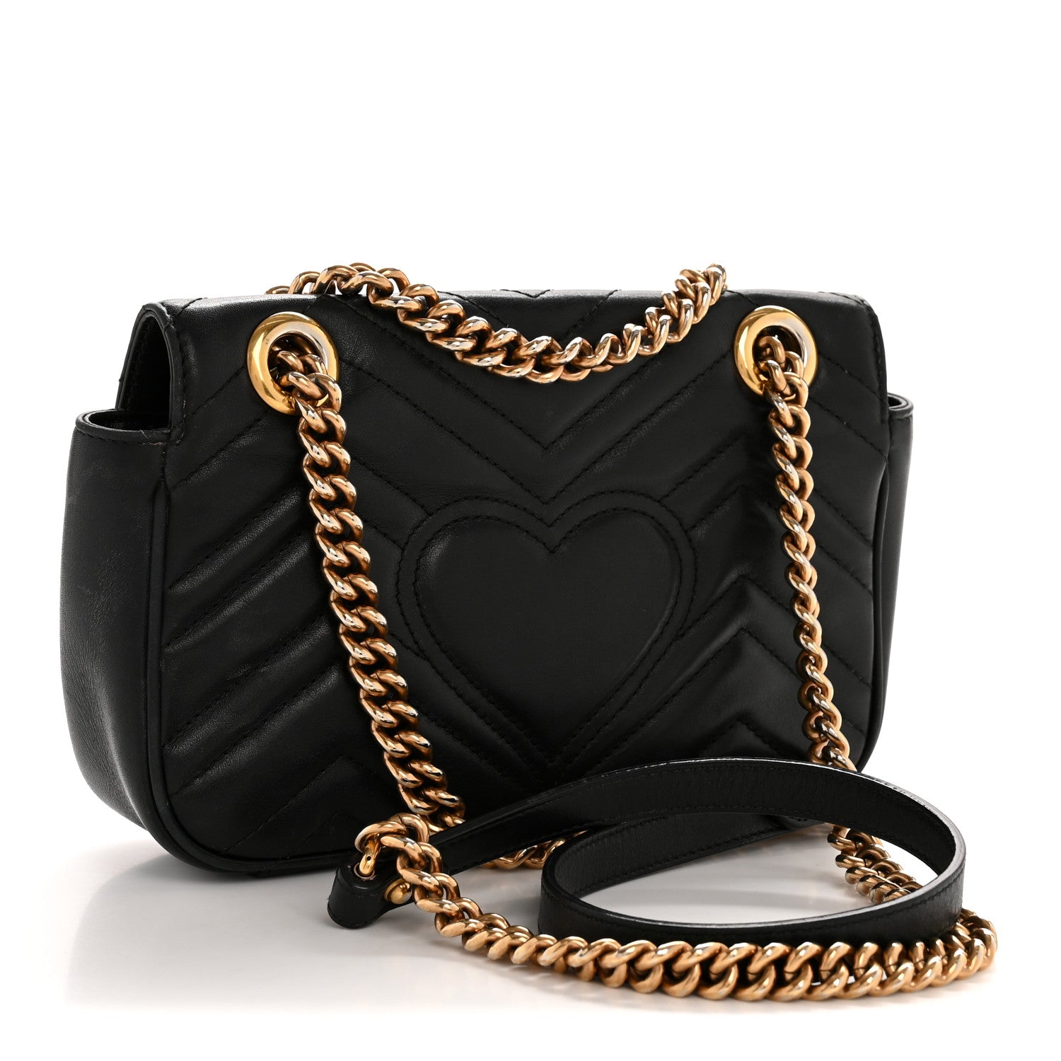 Gucci Calfskin Matelasse Mini GG Marmont Shoulder Bag Black 3 of 14