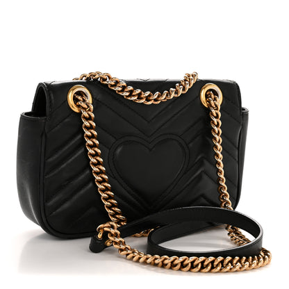 Gucci Calfskin Matelasse Mini GG Marmont Shoulder Bag Black 3 of 14