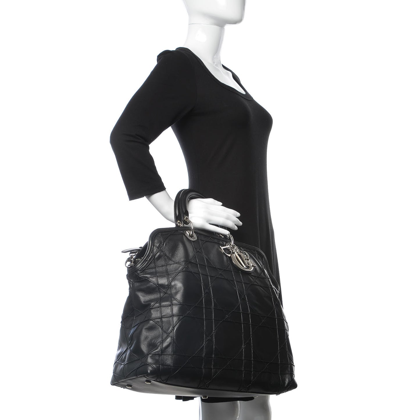 Lambskin Cannage Large Granville Tote Black