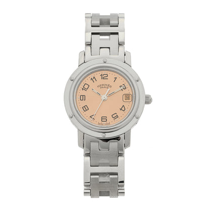 Hermes Stainless Steel 24mm Clipper Quartz Watch Pink 1 of 4