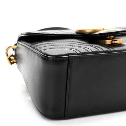 Gucci Calfskin Matelasse Mini GG Marmont Top Handle Shoulder Bag Black 9 of 10