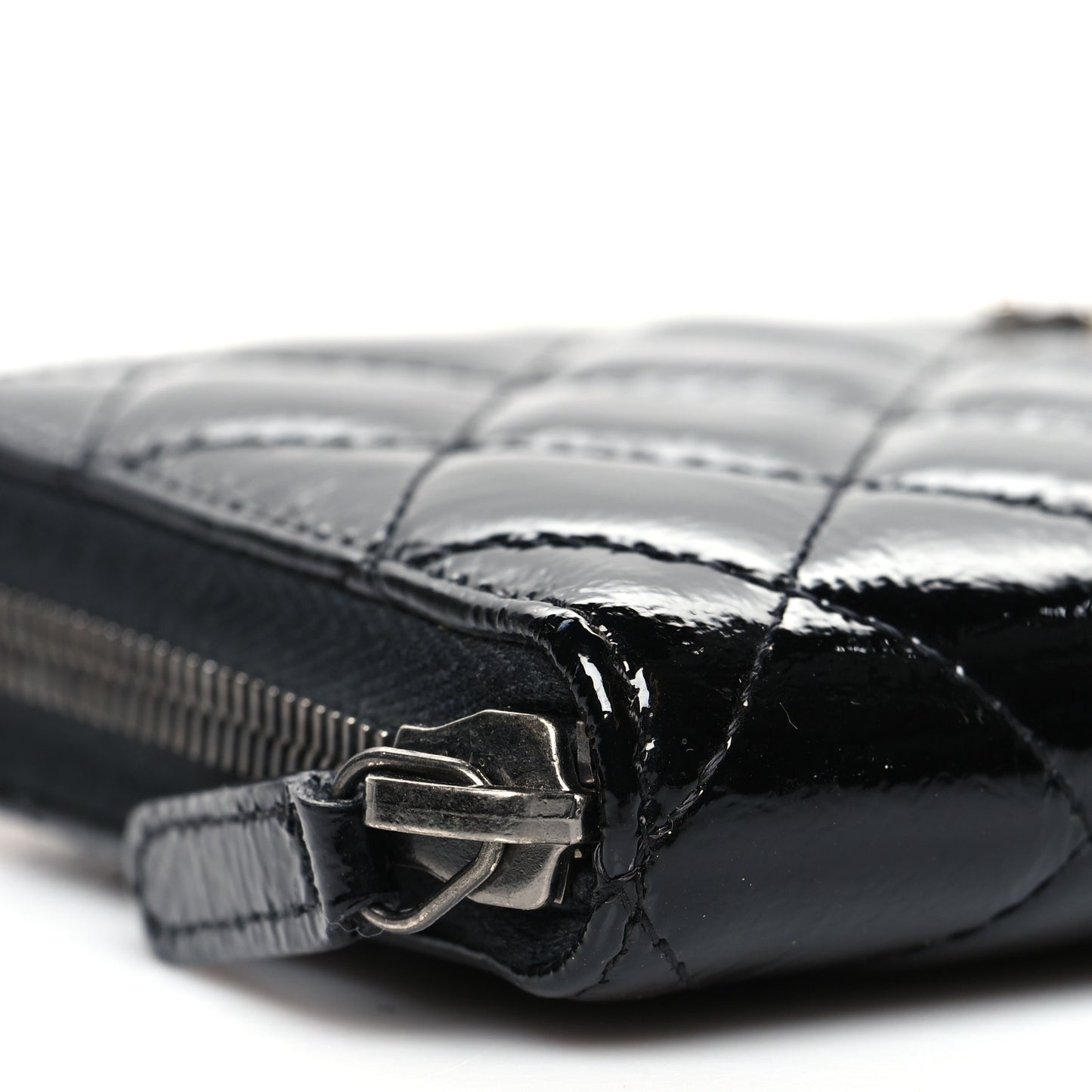 Patent Goatskin Quilted Medium Paris Dallas Zip Around Wallet Black