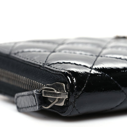 Chanel Patent Goatskin Quilted Medium Paris Dallas Zip Around Wallet Black 9 of 12