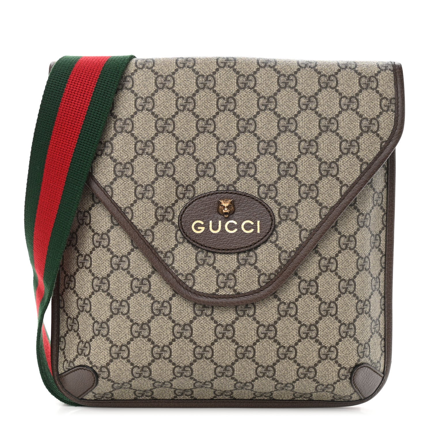 Gucci GG Supreme Monogram Web Medium Neo Vintage Flap Messenger Bag Beige New Acero 1 of 10