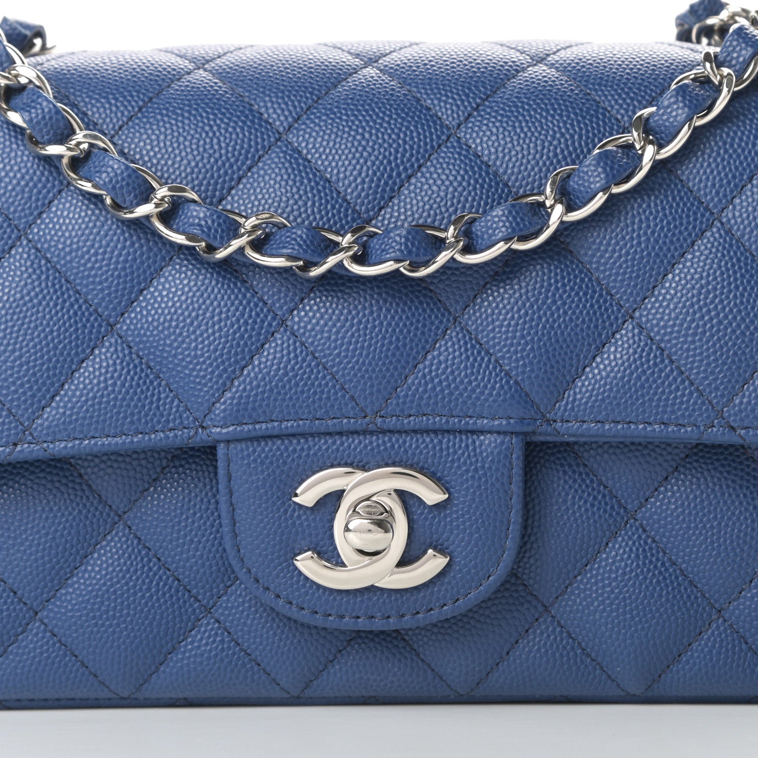 Chanel Caviar Quilted Mini Rectangular Flap Blue 8 of 13