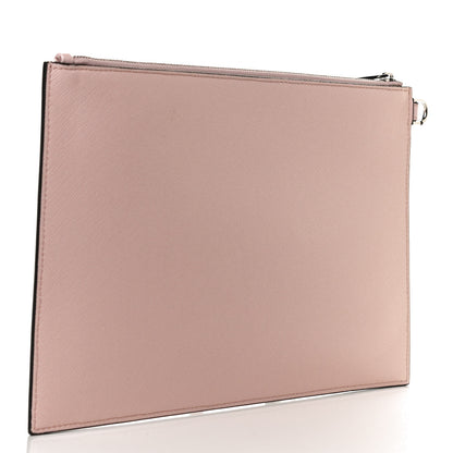 Givenchy Textured Coated Canvas Iconic Prints Flat Medium Clutch Bag Pink 3 of 9