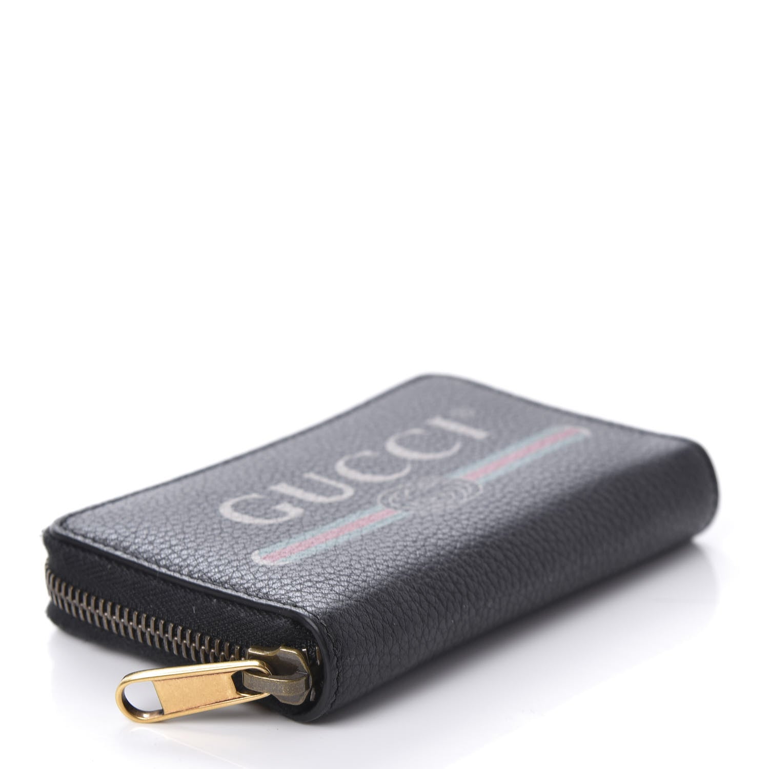 Gucci Calfskin Logo Zip Around Card Case Black 4 of 8