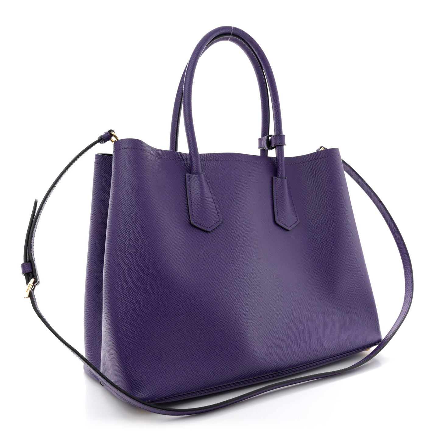 Saffiano Cuir Large Double Bag Viola Black
