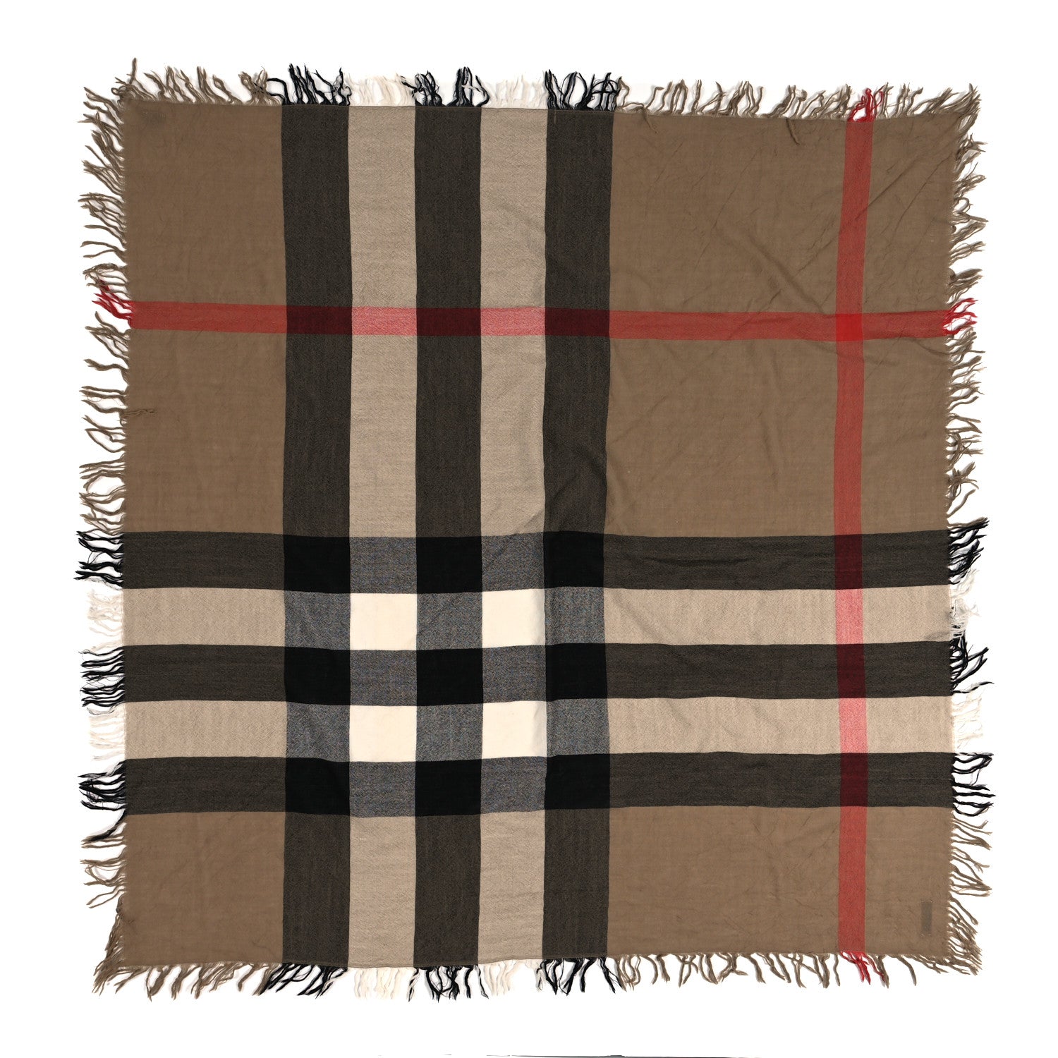 Burberry Merino Wool House Check Square Scarf Brown 1 of 4