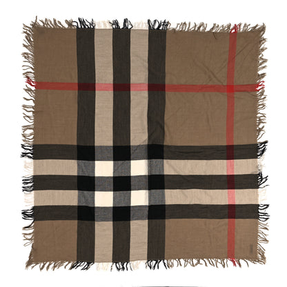 Burberry Merino Wool House Check Square Scarf Brown 1 of 4