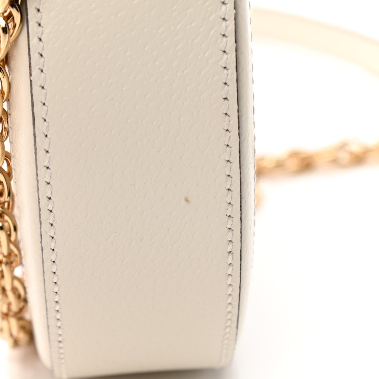 Textured Calfskin Web Mini Ophidia Round Shoulder Bag Mystic White