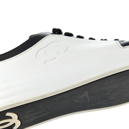 Chanel Calfskin Womens CC Sneakers 40 Black White 15 of 22