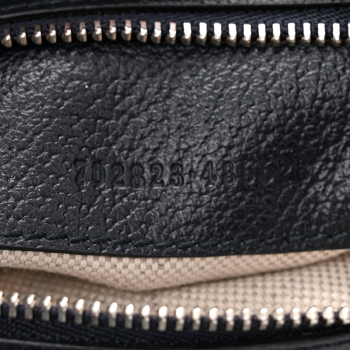GG Supreme Monogram Textured Calfskin Web Large Attache Shoulder Bag Beige Blue