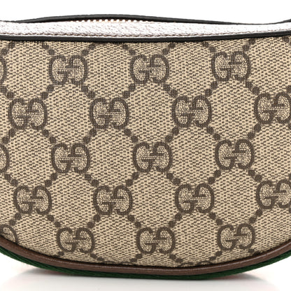 Gucci GG Supreme Monogram Textured Calfskin Web Mini Ophidia Half Moon Hobo Beige Ebony New Acero 8 of 10