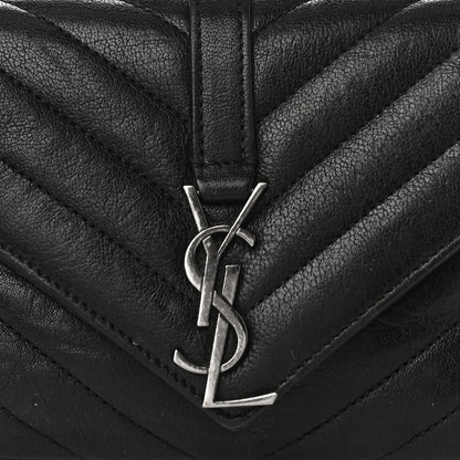 Saint Laurent Sheepskin Matelasse Chevron Monogram College Chain Wallet Black 7 of 9