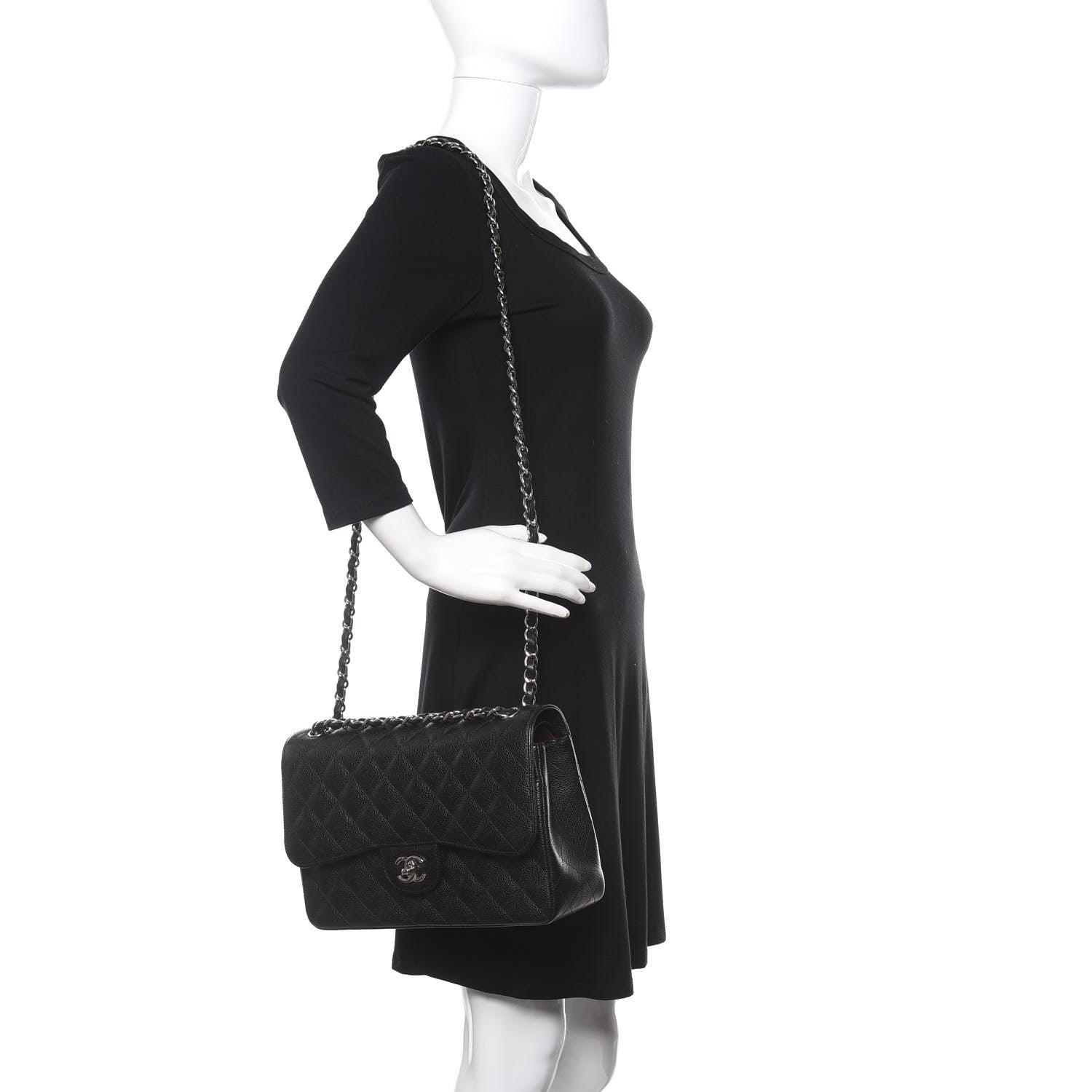 Chanel Caviar Quilted Jumbo Double Flap Black 3 of 12