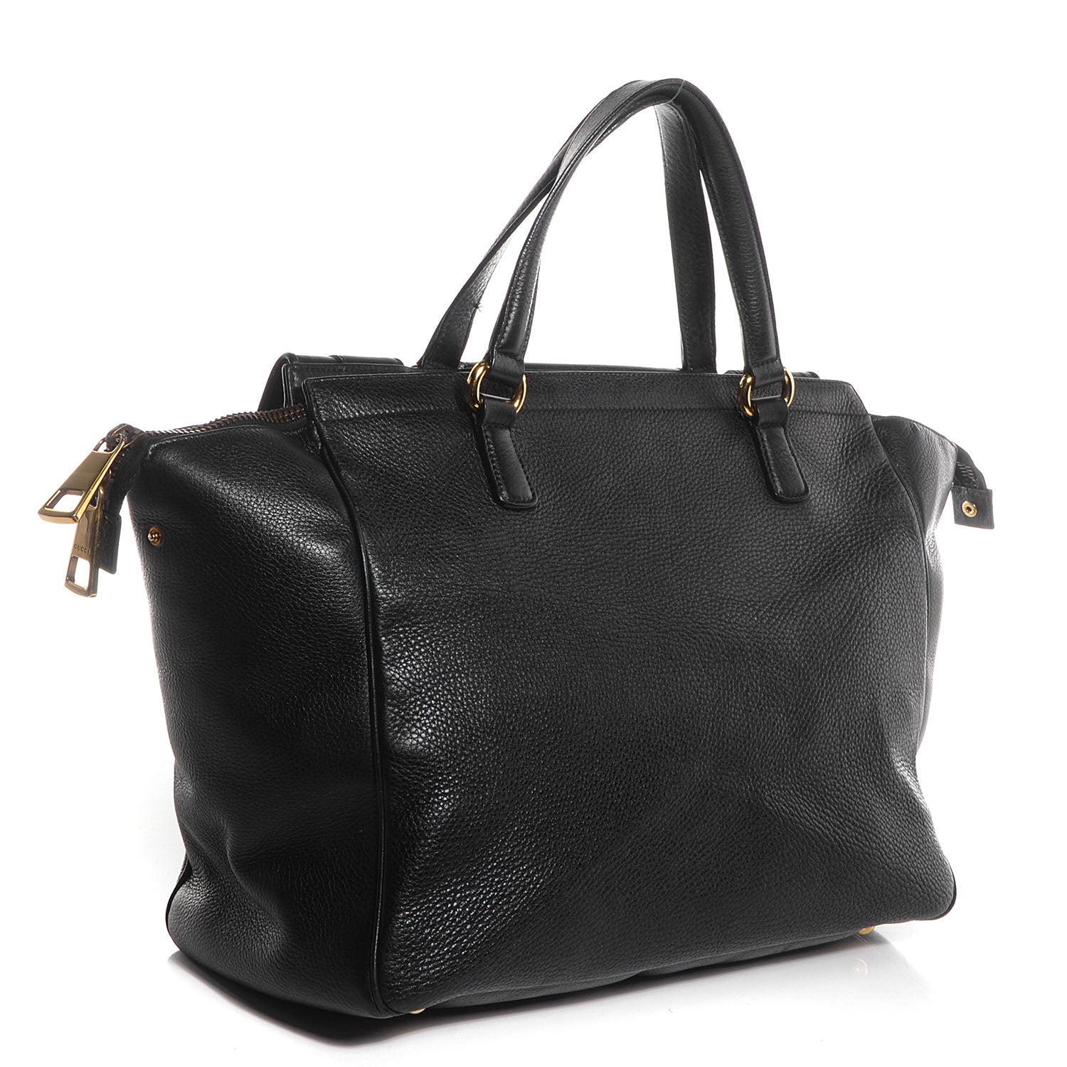Gucci Pebbled Calfskin Medium 1973 Top Handle Satchel Black 3 of 7