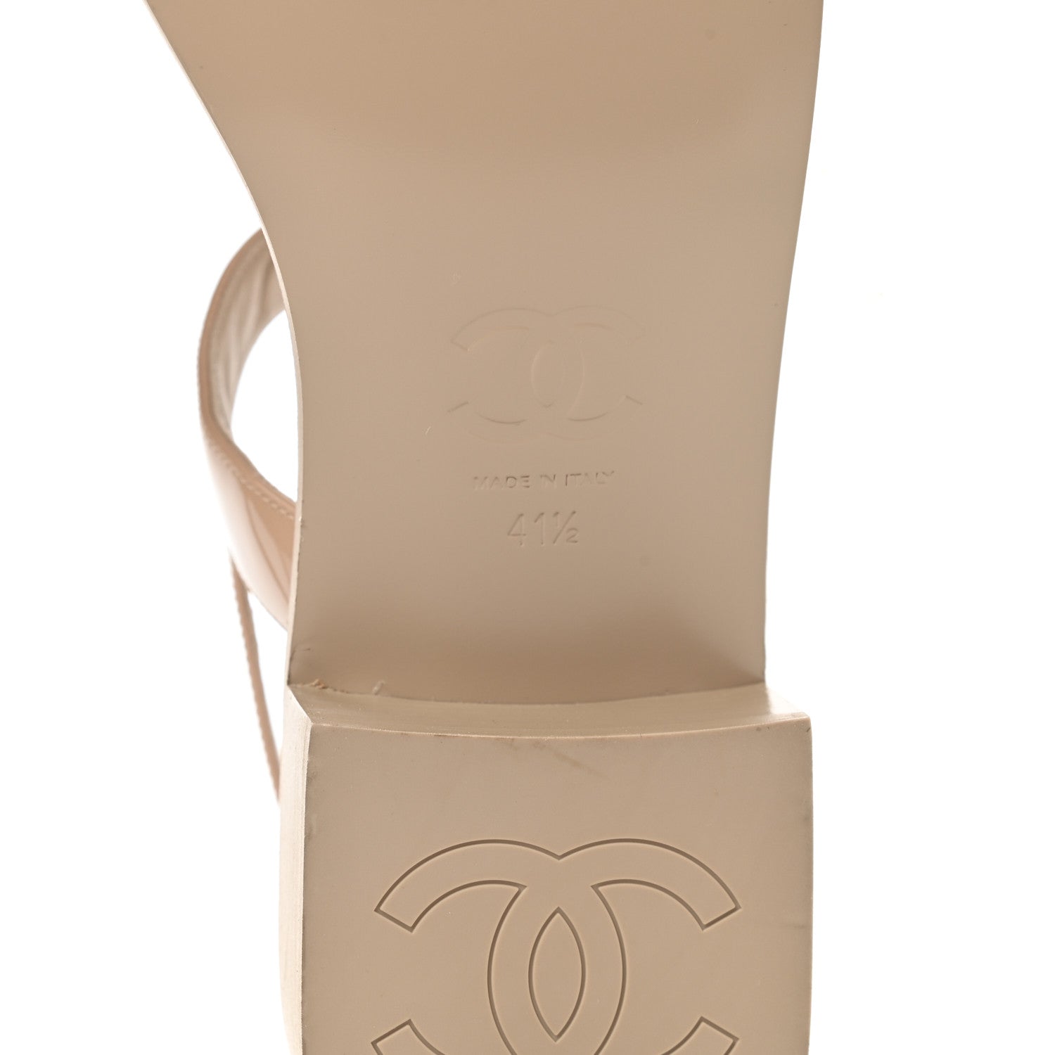 Chanel Lambskin Patent Chain CC Logo Thong Sandals 41.5 Beige 6 of 9