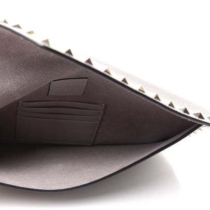 Valentino Garavani Pebbled Calfskin Large Rockstud Envelope Clutch Pastel Grey 5 of 6
