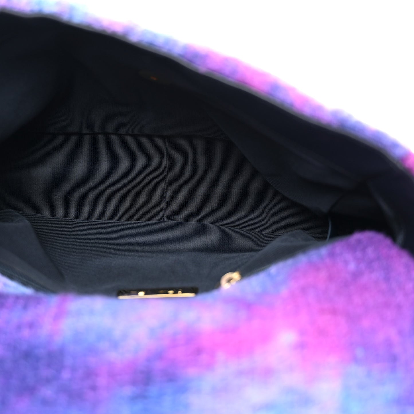 Wool Tweed Quilted Large Chanel 19 Flap Purple Black Blue