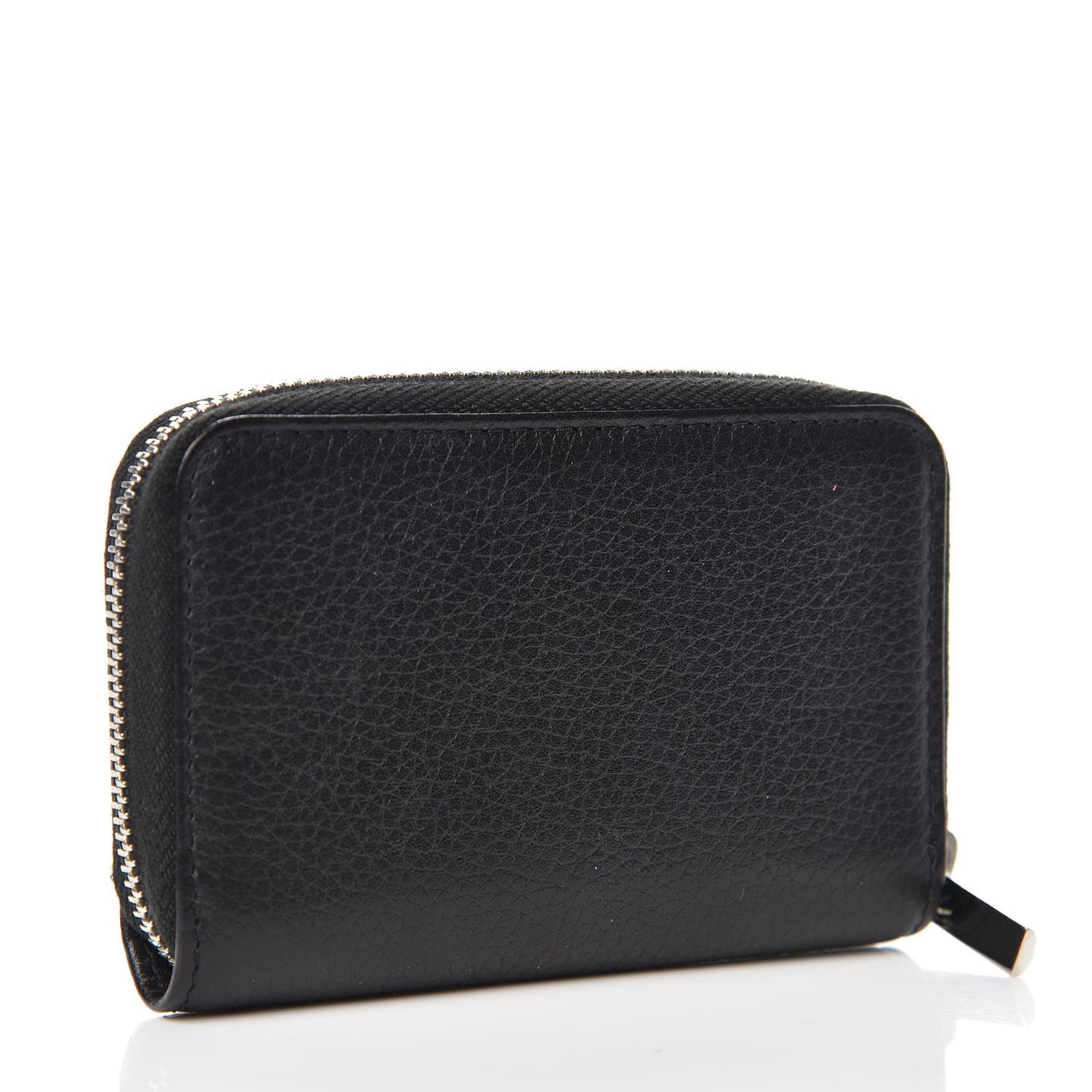 Grained Calfskin Neo Executive Zip Coin Purse Black