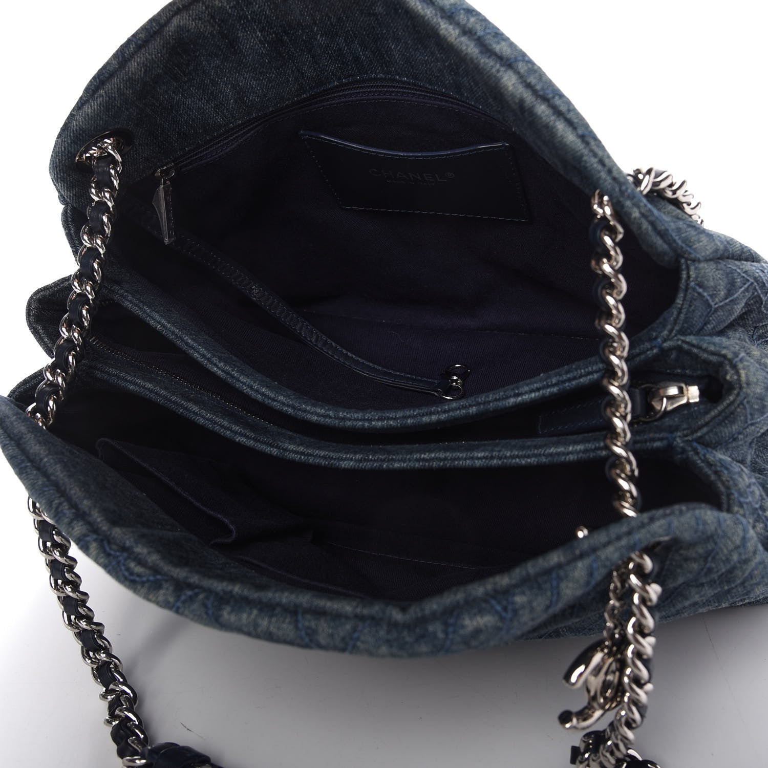Chanel Denim Camellia Embroidered Large Just Mademoiselle Blue 5 of 10