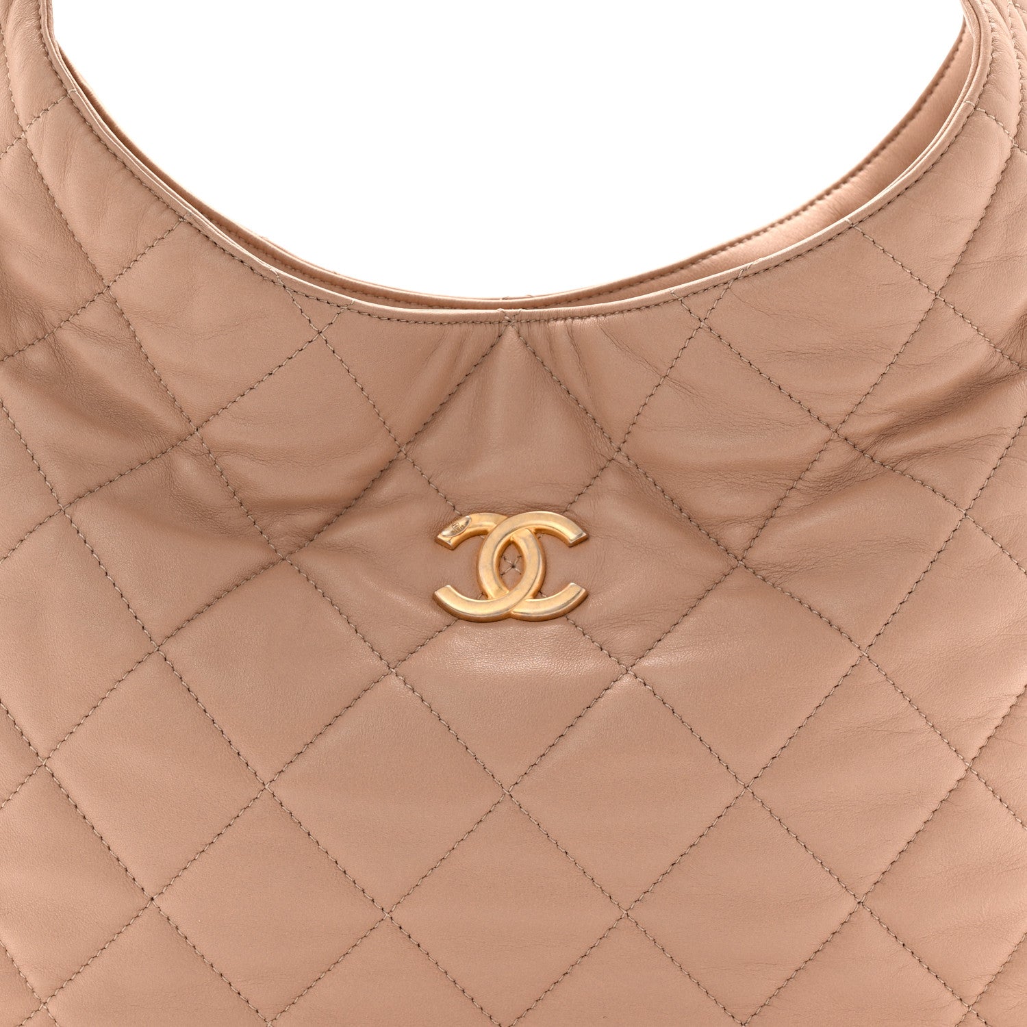Chanel Lambskin Quilted Large CC Funky Town Hobo Beige 8 of 10