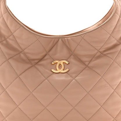 Chanel Lambskin Quilted Large CC Funky Town Hobo Beige 8 of 10