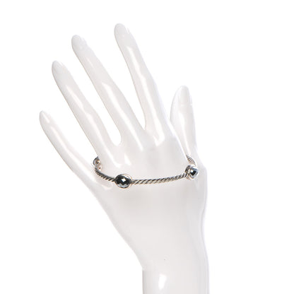 David Yurman Sterling Silver Hematine 3mm Color Classics Four Station Bangle Bracelet 2 of 4