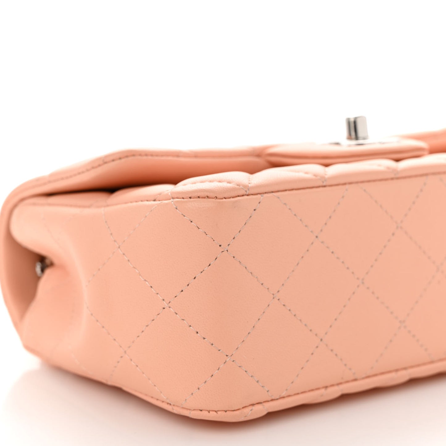 Lambskin Quilted Mini Rectangular Flap Light Pink