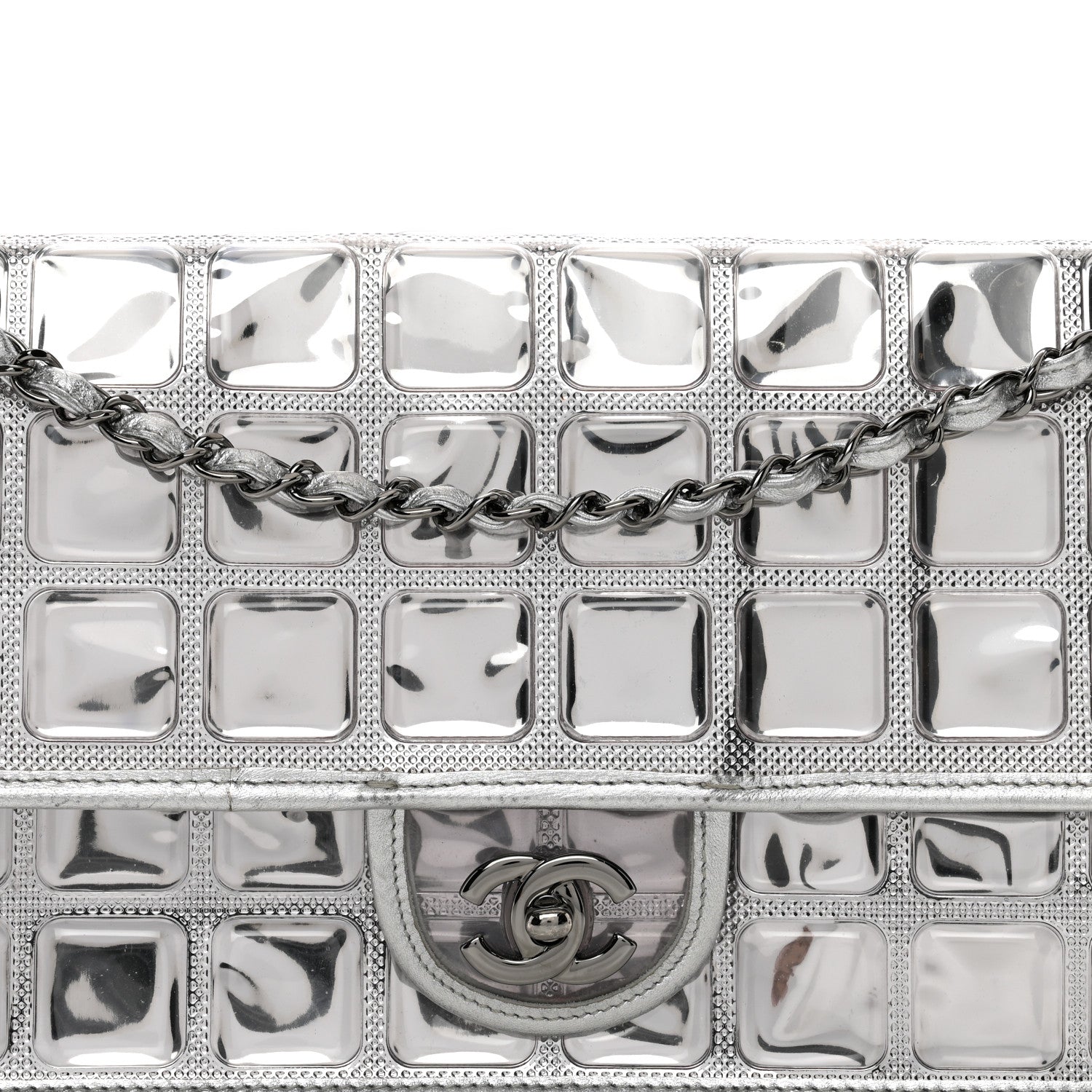 Chanel Vinyl Large Ice Cube Flap Silver 4 of 9