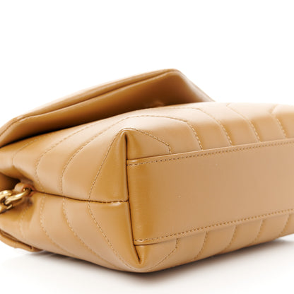 Saint Laurent Calfskin Y Quilted Monogram Toy Loulou Crossbody Bag Dark Natural 10 of 12